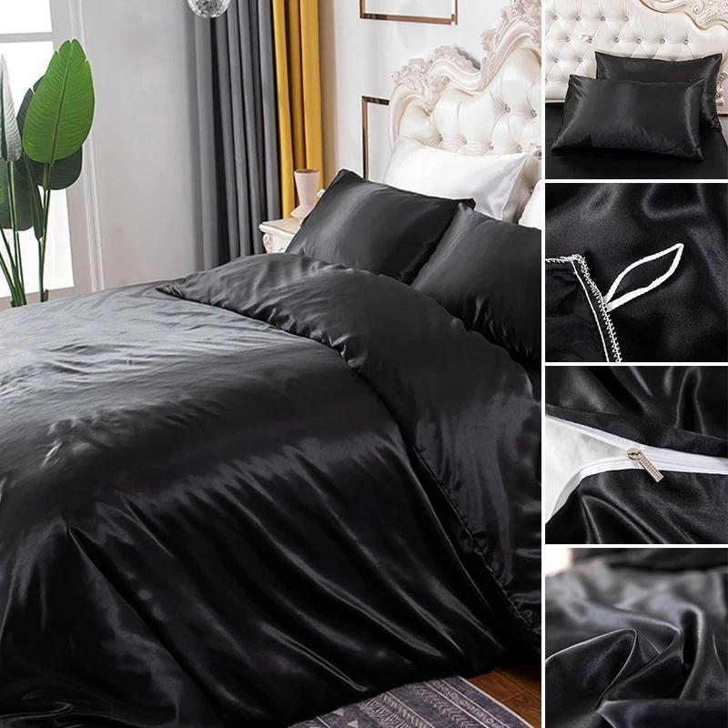 4 PCS Bedding Set Luxury Mulberry Silky Blending Bedding Set Satin Duvet Cover Set High End Single Double Comforter Cover