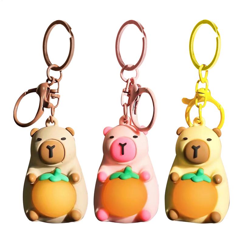Creative Capybara Keychain With Lighted Cute Luminous Capibara Anime Lighting Keyring Mini Doll Capybara Keyring Accessories