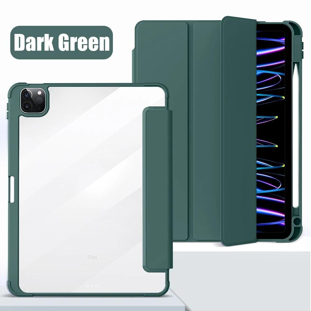 

Чехол для iPad Pro 11 12,9 12 9 2022 10th 9th Generation Funda для iPad Air 5 4 3 10,5 6th 7th 8th 2021 Mini 6 Covor Accessories Pro 12.9 4th 5th 6th темно-зеленого