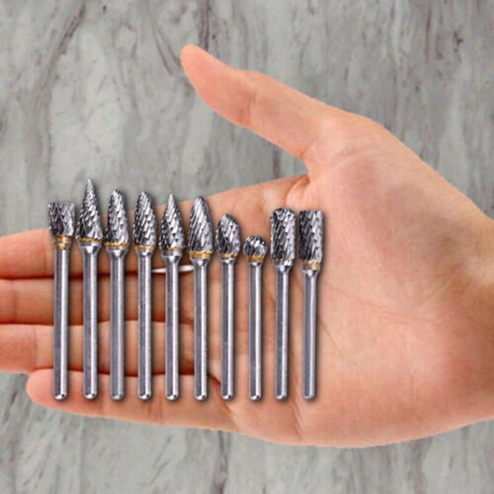 10pcs Tungsten Head Carbide Burrs For Rotary Drill Grinder Carving Bit New