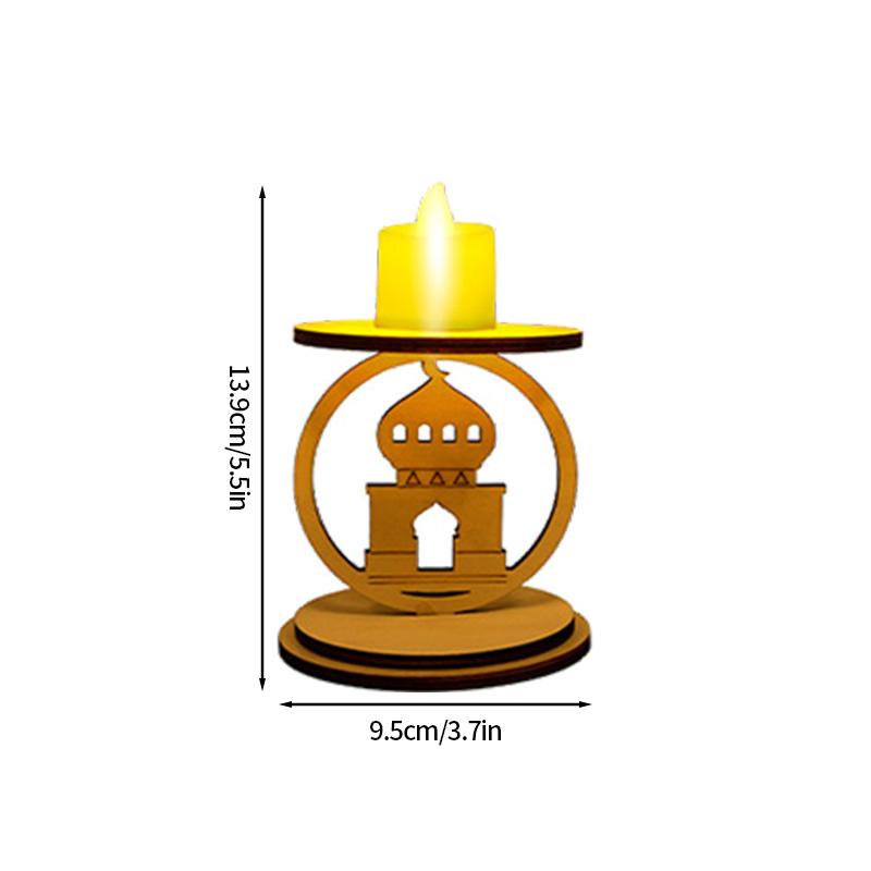

Wooden Candlesticks For Ramadan Decorations Eid Al-Fitr Candlesticks Table Decorations Islamic Party Supplies one size