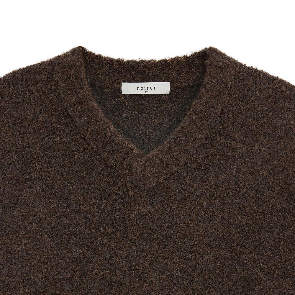 NOIRER Boucle V-Neck Oversized Sweater (Multi Brown)