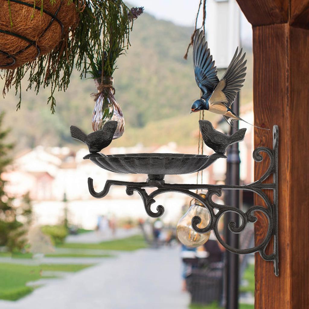 Wall Mounted Cast Iron Bird Feeder Multipurpose Platform Bird Feeders for Garden Decort Wild Birds Fence Tree Mount Bird Feeder