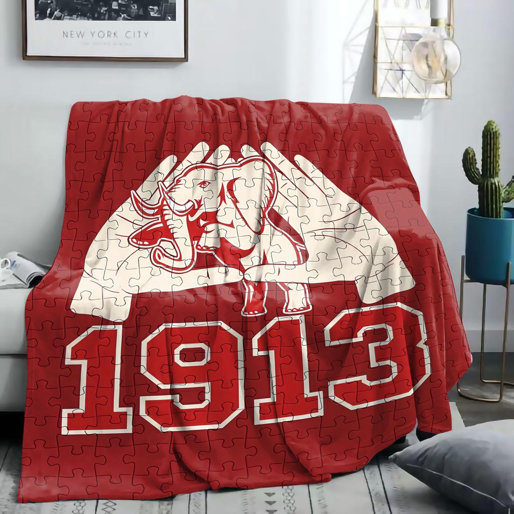 Red Rhinoceros Puzzle Flannel printed blanket suitable for all seasons suitable for living room office sofa and travel 180x250CM