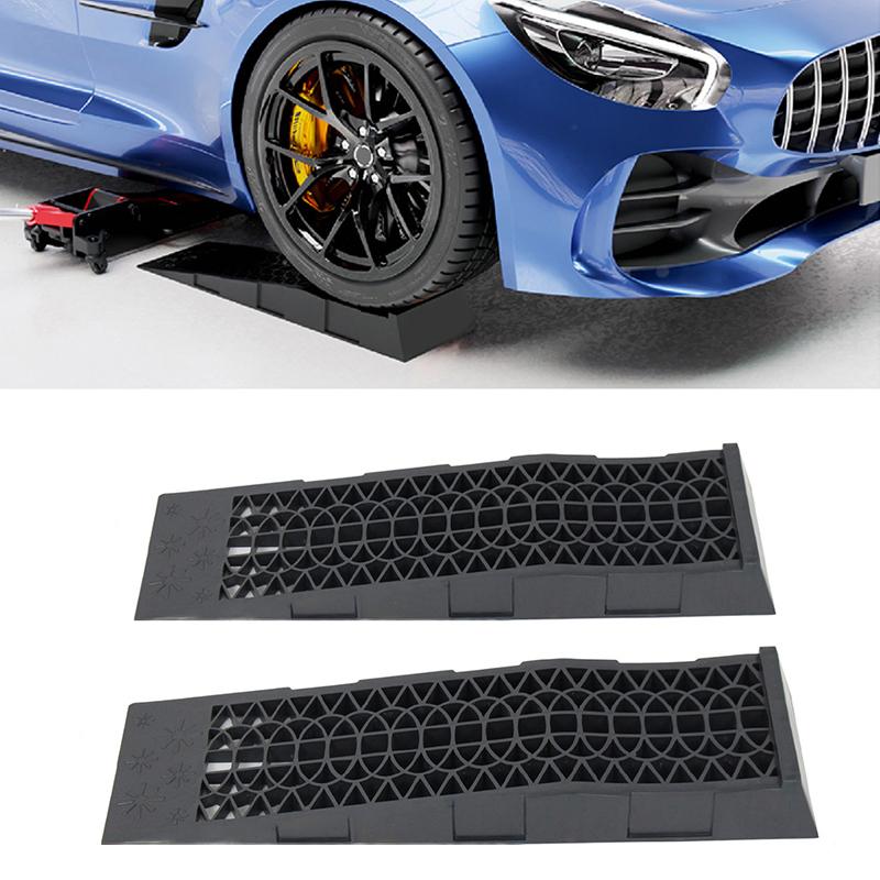 2pcs 5000KG Capacity Heavy Duty Car Ramps 70cm Plastic Portable Loading Access Ramps Lift Repair Maintenance Jack Lift Tool