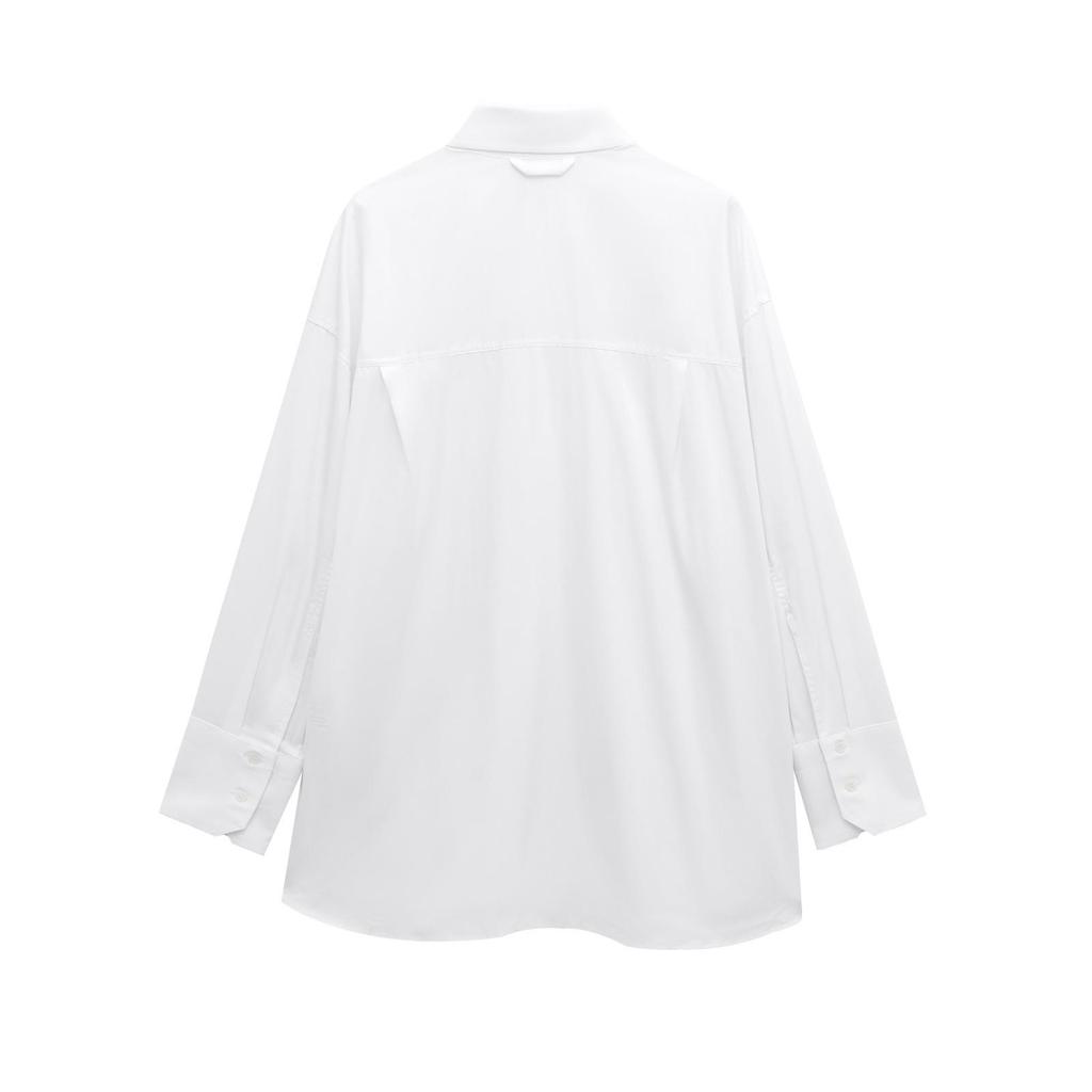 2025 Spring Women's Fashionable Loose European & American Style Pocket Shirt