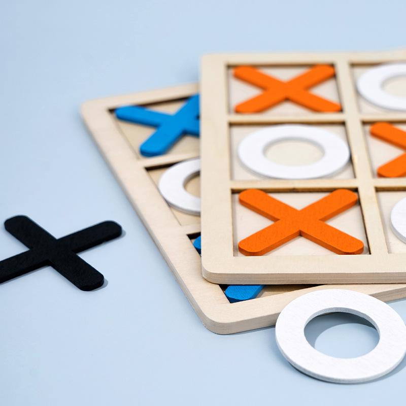Wooden Tic-Tac-Toe Board Game for Kids: Educational Toy for Early Learning and Logical Thinking Development