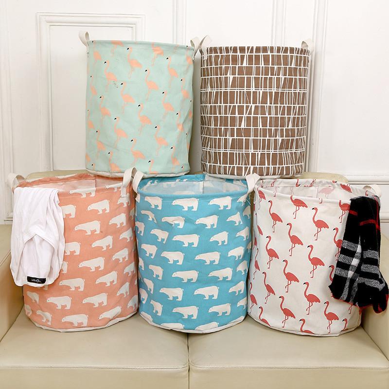 Collapsible Cotton Linen Laundry Basket With Handle For Clothes And Storage In Modern Home Decor