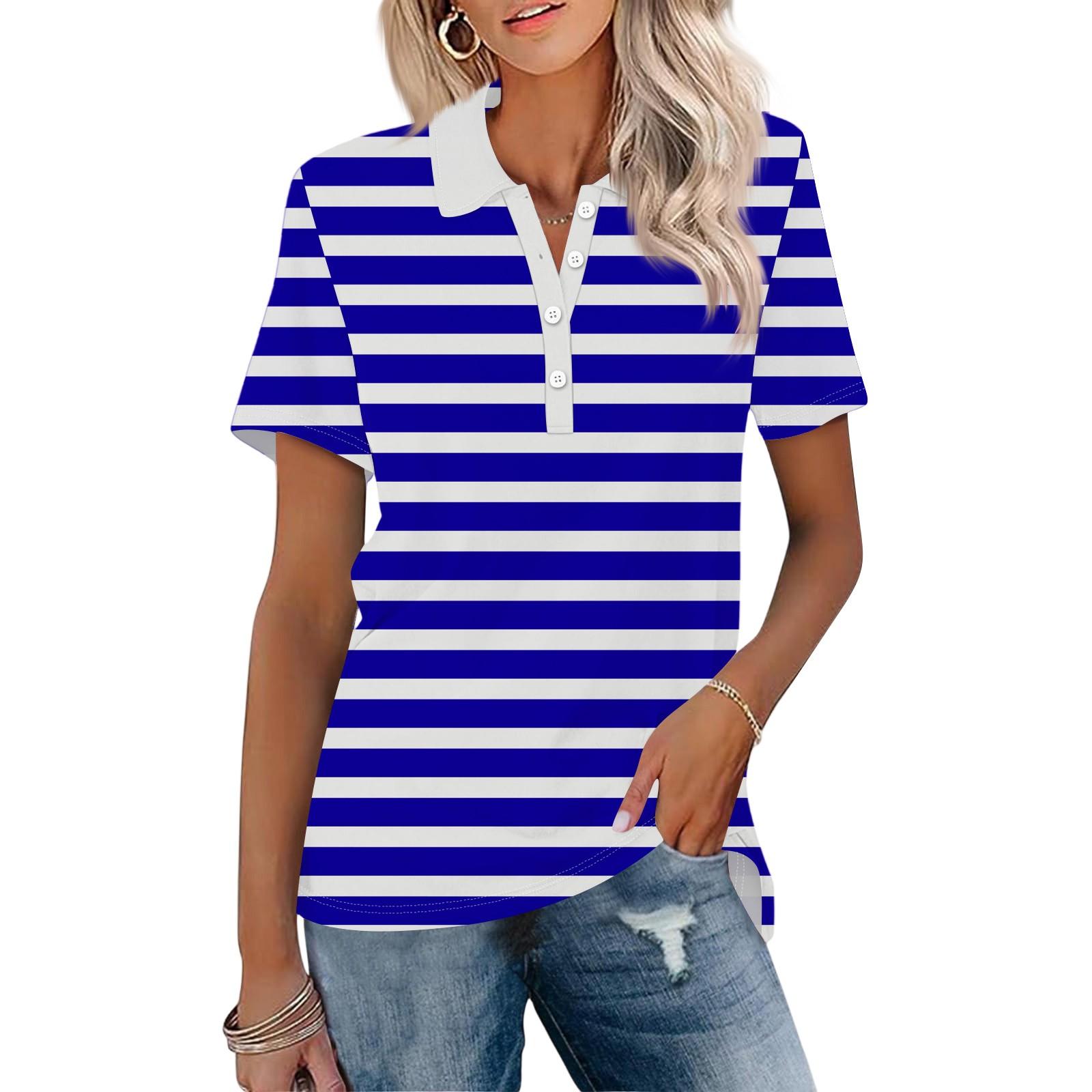 

Женская мода с коротким рукавом и принтом на пуговицах L