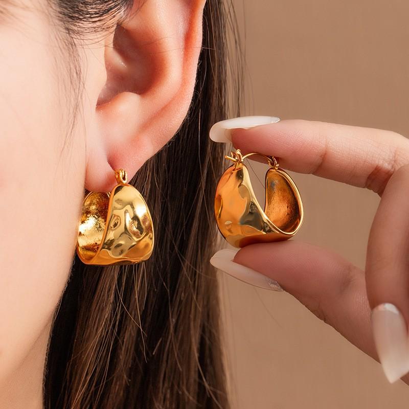 Gold Plated Stainless Steel Retro Earrings: European & American Luxury Style