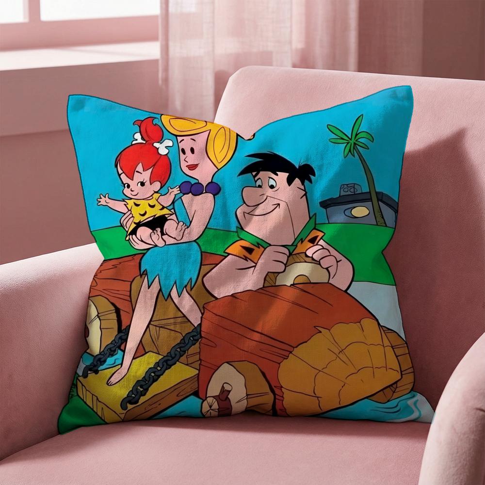 Cartoon Classic F-Flintstones Cushion Cover Multi-Scene Pillow Cover for Home & Car - Reversible, Soft & Durable for Daily Use