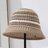 Women Vintage Weave Striped Color Matching Sweet Beach Versatile Sun Shade Casual Bucket Hat