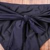 Frauen Dreieck Oversize Split Bikini Set Krawatte Seite G-String Tanga Badeanzug Verband Neckholder Schwarz Einfarbig