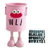 Cartoon Pen Holder Retro Bucket Shape Desk Organizer Large Capacity Storage Holder for Pens Pencils Makeup Brushes