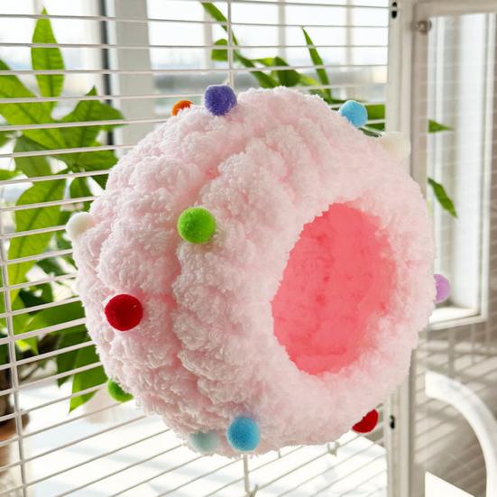 Peluş Kuş Yuvası Yumuşak Yuvarlak Kuş Evi Kulaklı Rahat Sıcak Papağan Sarılma Kulübesi Sevgi Kuşu Conure Muhabbet Kuşu Sultan Papağanı İçin Kabarık Mağara Yuvası