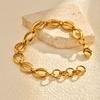 Minimalist Oval Handmade Chain Bracelet,Gold Color Women's Stainless Steel Waterproof Chain Bracelets,Fashion Jewelry Gift