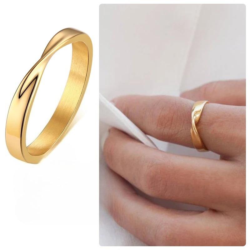 Thin 3mm Womem's Mobius Ring Charm Stainless Steel Twist Mobius Wedding Ring Infinite Love Gitfs