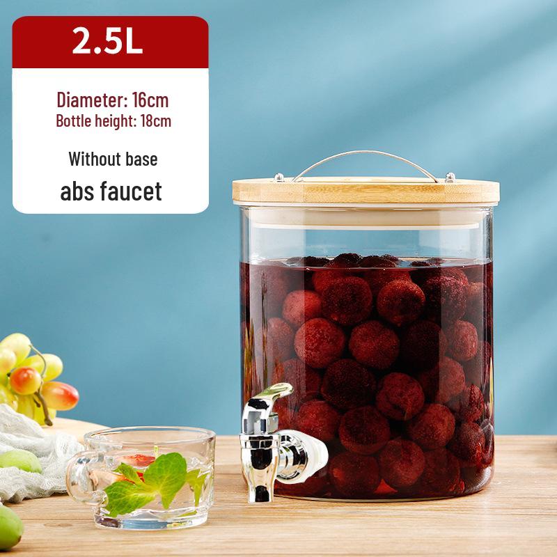 Žáruvzdorná skleněná láhev na kvašení vína s kohoutkem – Ideální pro víno, ovocný čaj, léčivé nápoje a nápoje k samoobsluze