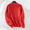 Vintage Collision Color O Neck Loose Long Sleeve Knitwear Cardigan Sweater Top Autumn Winter