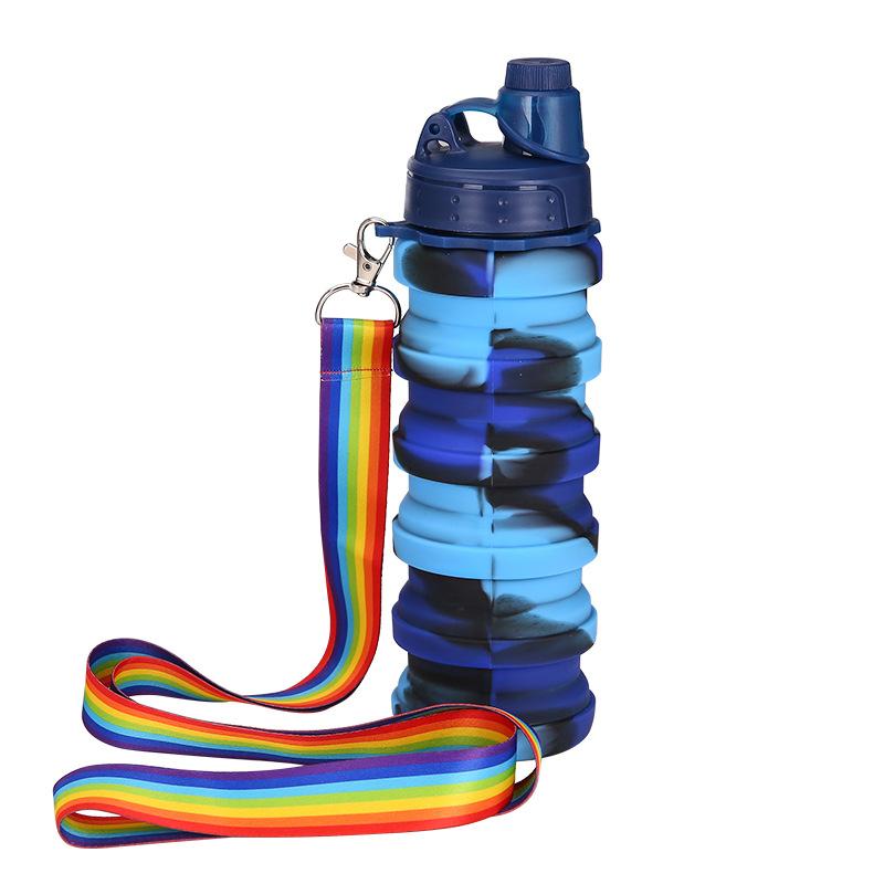 Silikon Regenbogen Wasserbecher Outdoor Reise Sport Wasserflasche Teleskop Wasserflasche