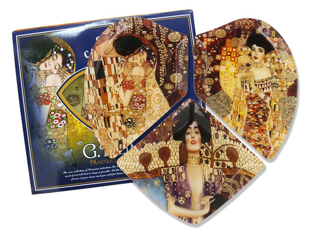 Talerz Dekoracyjny 3 Elementy Gustav Klimt Porcelana Sztuka Dom