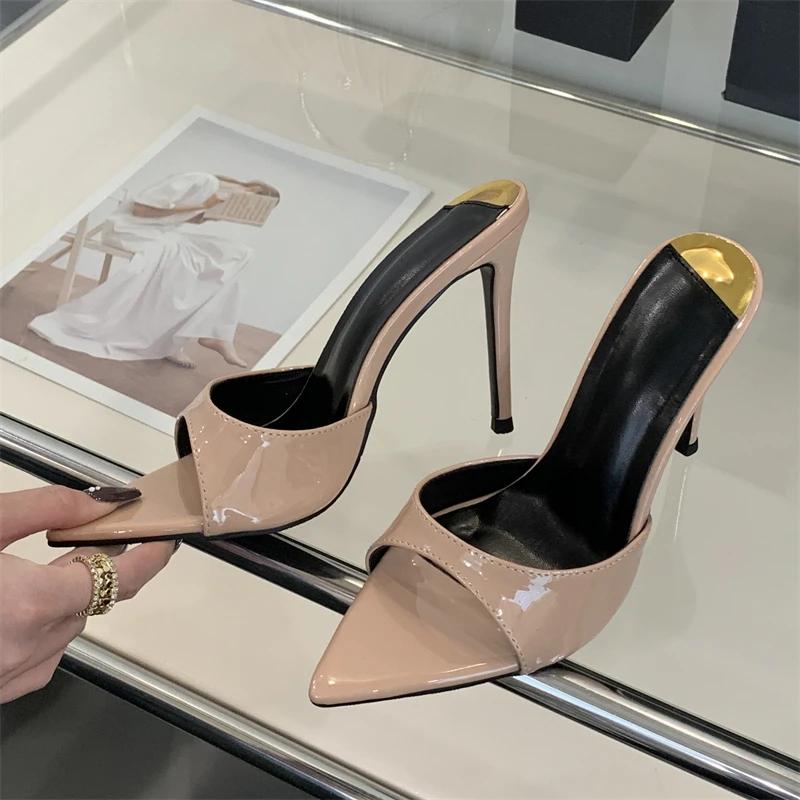 Fashion Eilyken Summer Street Style Thin Heels Woman Slippers Sexy Pointed Toe Stripper Wedding Slides Ladies Shoes Zapatos De Mujer