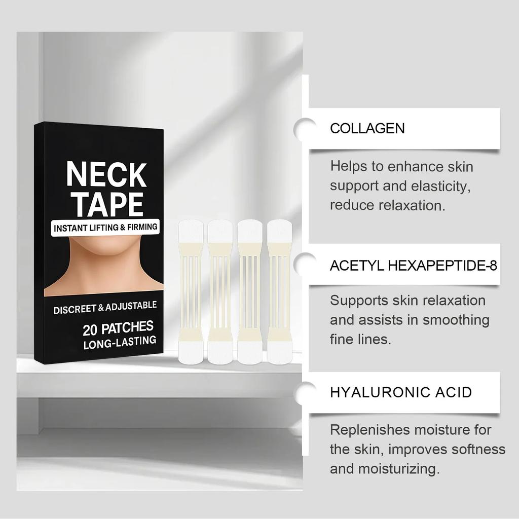 4pcs Invisible Neck Lifting Tape With 20pcs Patch Waterproof Elasticity Neck Wrinkle Removal Adhesive Stickers Face Lift Tape