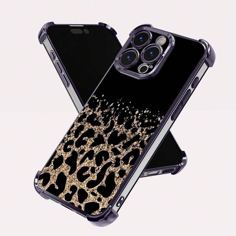 Korean Cute Leopard Pattern Electroplated Clear Phone Case For Samsung Galaxy S25 Ultra S24 S23 S22 S21 Plus FE Anti-Fall Cover