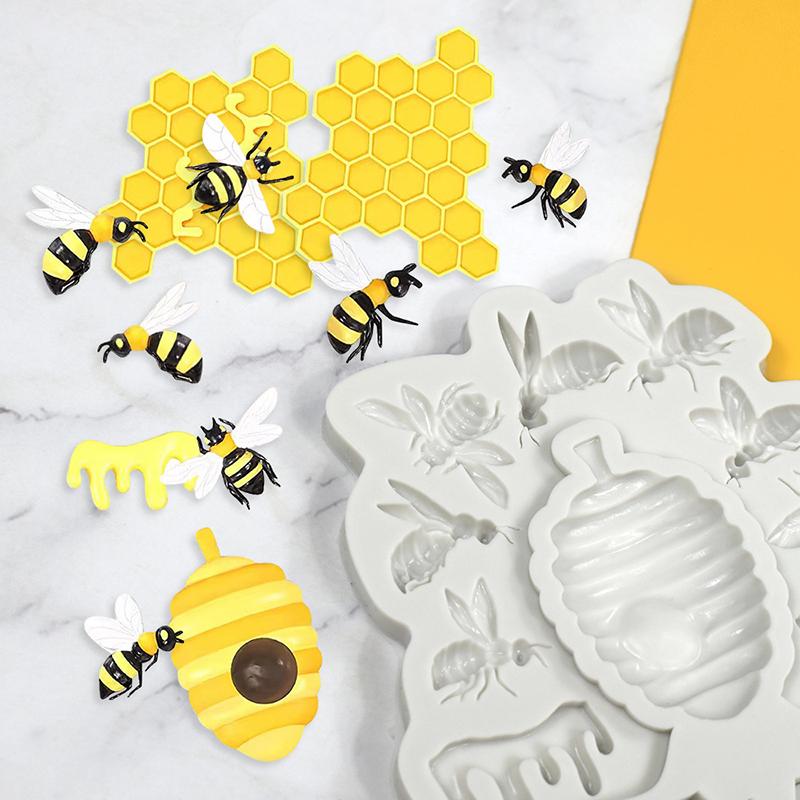 Honeybee Honeycomb Silicone Mold 3D Beehive Bee Fondant Cake Decorating Chocolate Tools Kitchenware For Baby Shower Birthday