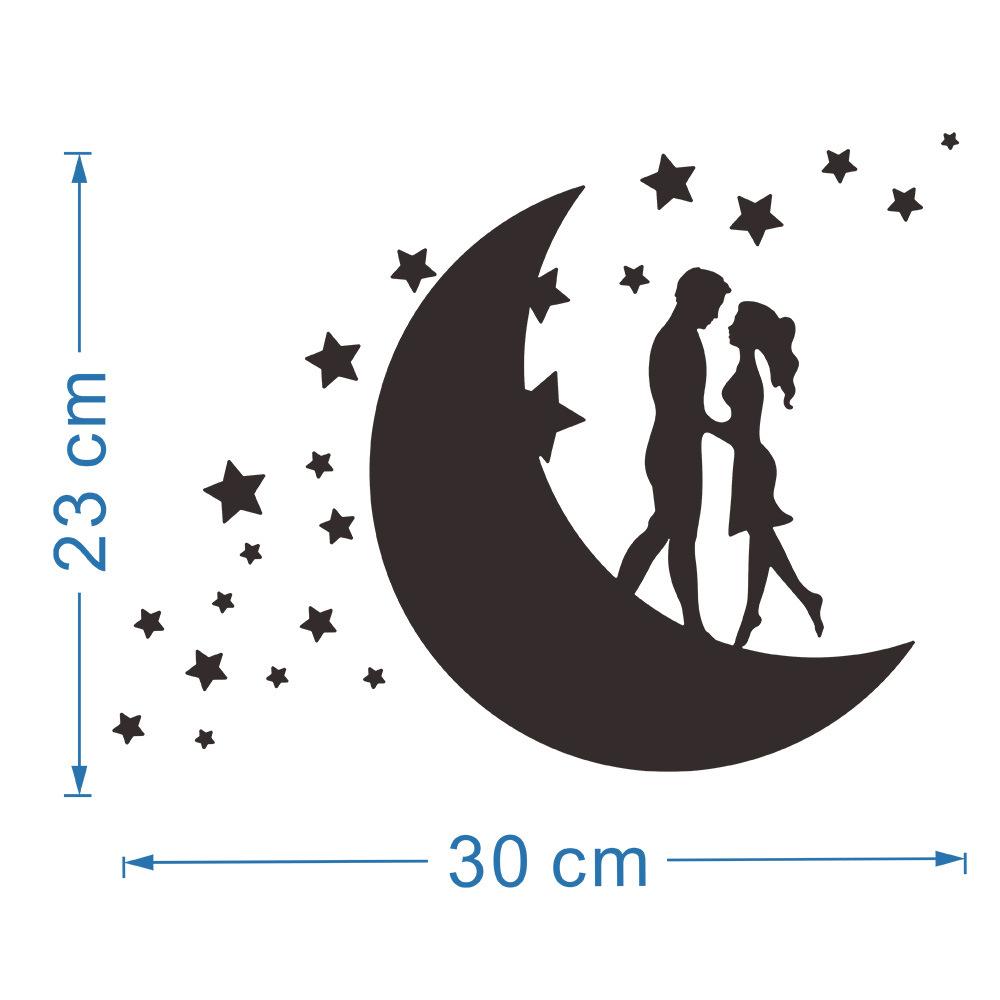 

Love Moon Couple Acrylic Mirror Stickers Valentine s Day Mirror Wall Sticker Self-adhesive Wallpaper Home Room Art Mural Decor