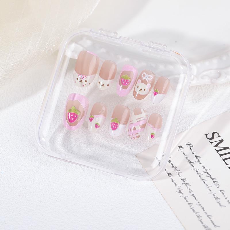2026 Medium French Star Press-On Nails: Handmade, Detachable, Whitening Manicure