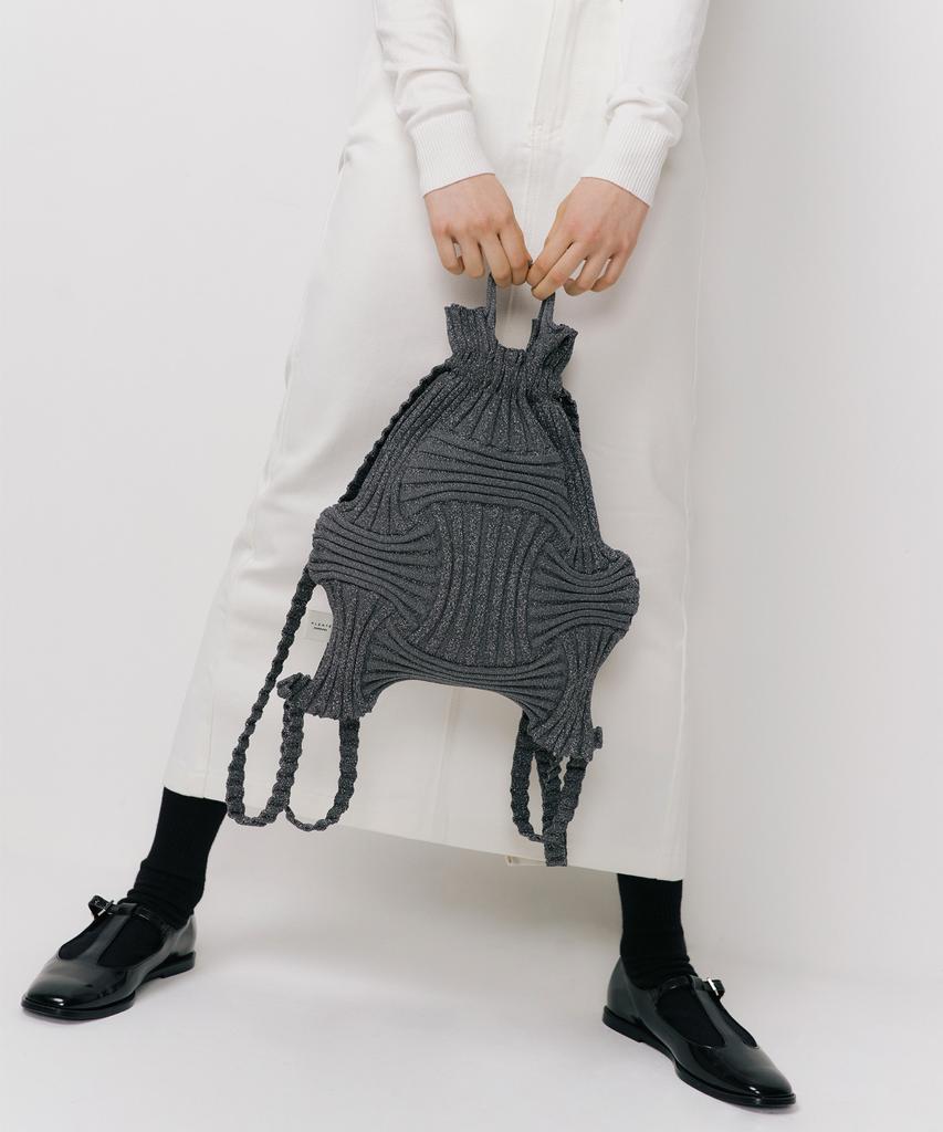 Pleatsmama New Bow Backpack Glitter Stone Brown