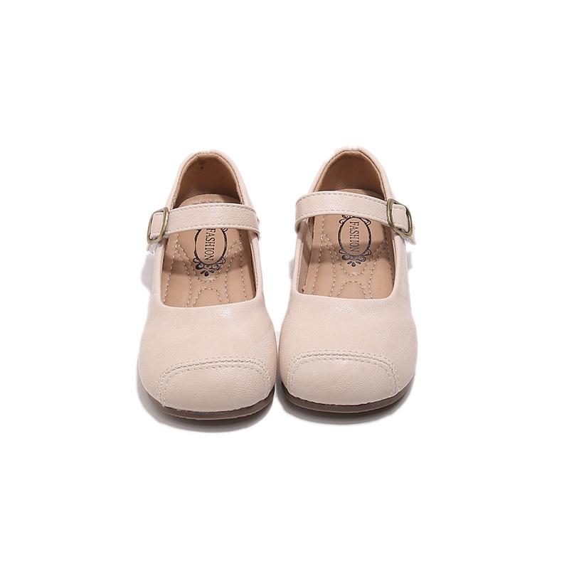 Flickskor i läder 2025 vår och höst nya flickors utländska prinsesskor flickors baby mjukbottnade mössskor Mary Jane enkla skor