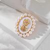 Sophisticated Vintage Cameo Brooch Beauty's Head Pearls Accented Alloy Corsage Pin Jewelry for Dress Clothing