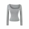 Women's One-Shoulder Long Sleeve Top with Built-in Bra - American Spicy Girl Design, Slim Fit, Autumn
