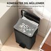 Trash Can 20 L Pedal Bin with Soft-Close Lid, Pedal, Removable Inner Bucket Matte Black, 34.2 x 30.6 x 44.2 cm
