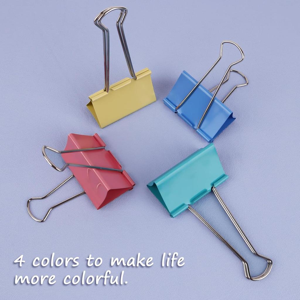Mega-Sized 3-Inch Premium Colored Binder Clips - 8-Pack Featuring 4 Distinct Colors, 2 Extra Large Clips Each