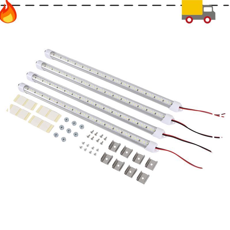 12V Interior LED Light Bar 48 Leds Strip Lights With Switch And Magnets 6500K White Light For Car Van RV With US Plug