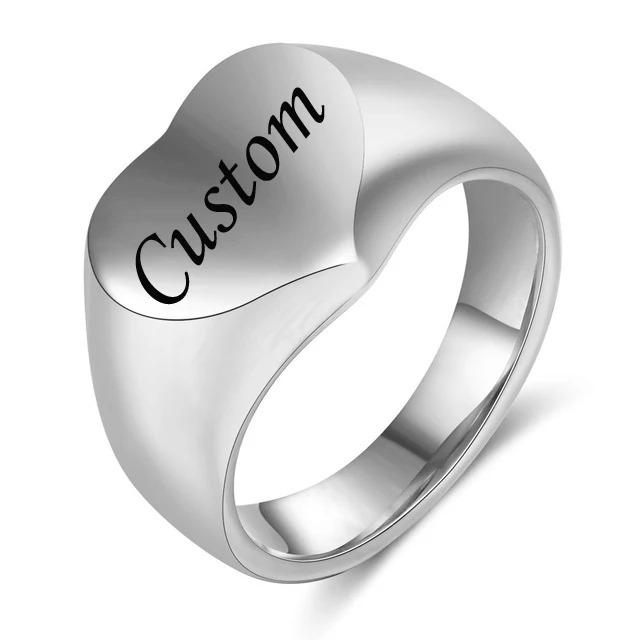 Customized Women Signet Ring Name Letter Pattern Logo Stainless Steel Rings Punk Candid Fashion Jewelry Male Wedding Accessories