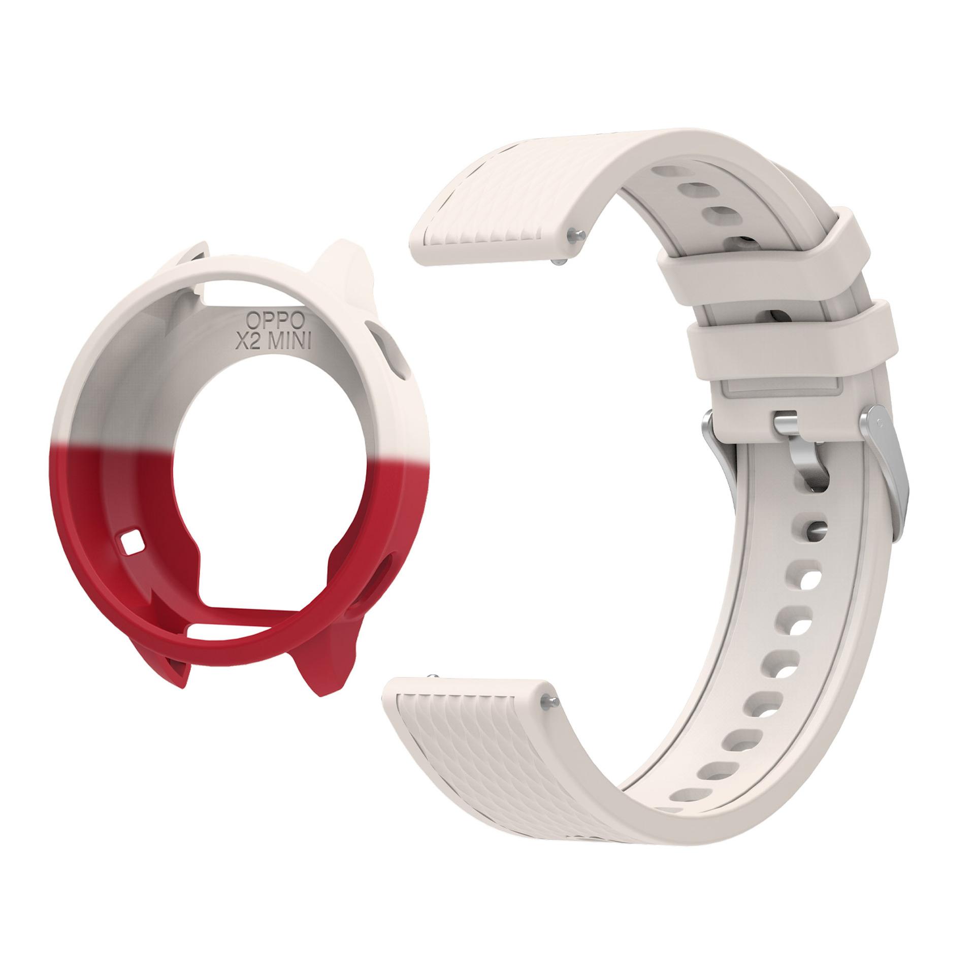

Набор 2в1 Силиконовый ремешок и чехол для часов Подходит для часов OPP0 X2 Mini Силиконовый ремешок с ромбовидным узором и ТПУ чехол для часов