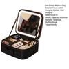 Makeup Bag with LED Mirror Travel Cosmetic Organizer with Adjustable Dividers USB Rechargeable Light-up