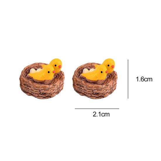 2 Pz Mini Uccellini con Nido Giardino Resina Arte Artigianato Decorazione Casa Ornamento da Tavolo