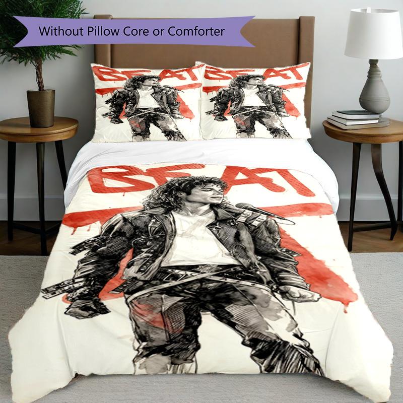 3pcs Duvet Cover Set (1*Duvet Cover + 2*Pillowcase, Without Core), Michael Jackson Print Bedding Set, Bedroom Decor, All‑Season, Birthday Gift