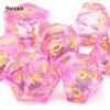 7 stk Rosa Gylne Tall Flytende Sand Skarpe Kanter Terninger Polyedriske Terninger Egnet for RPG Brettspill