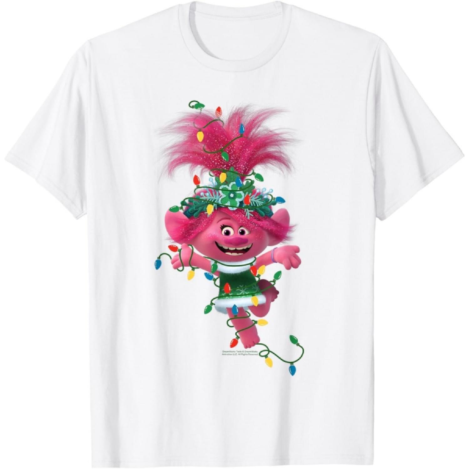 DREAMWORKS TROLLS Poppy Tangled In Christmas Lights Unisex-Kids T-Shirt XXXXXL белый
