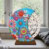 Wooden Special Shaped Colorful Pattern Diamond Art Desktop Perpetual Calendar Diamond Painting Dial Moon Calendar for Beginners