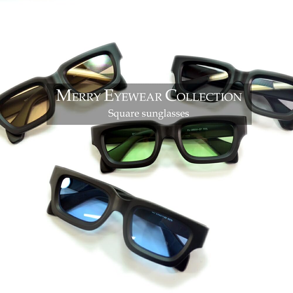 Sunglasses for Men and UV Fashion Square Extra Thick Tinted Lenses [MERRY PLEASURE] Women, Protection, Glasses, Shape, Frame, (Lightly Tinted)