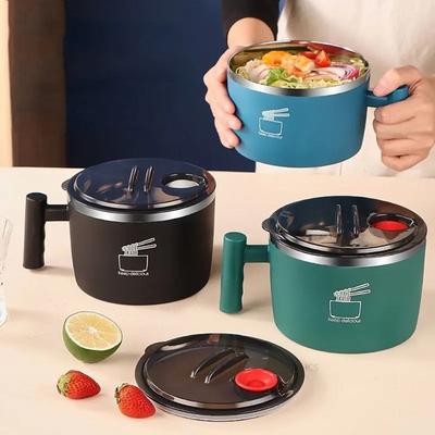 Insulated Instant Noodle Bowl 1000ML Lunch Box Stainless Steel Ramen Bowl  Student Dormitory