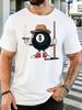 Cool Cartoon Eight Ball Billiards Character Graphic Unisexs Crew Neck Short Sleeve Cotton T Shirt Pool Sport Print Male Casual Tee