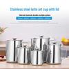 Stainless Steel Latte Art Pitcher with Lid - Pointed Spout Frothing Cup for Coffee & Milk